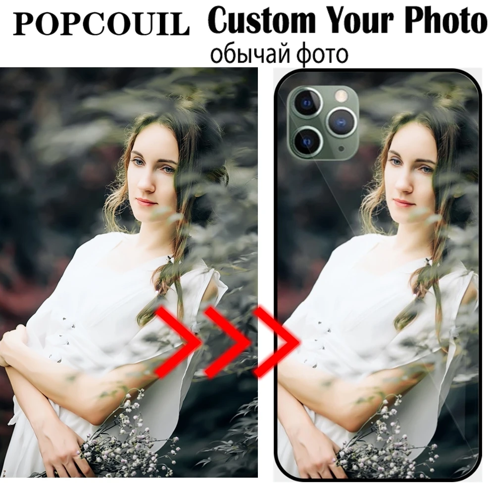 Caixa personalizada de telemóvel de vidro para IPphone 15 13 14 12 7 8 6S Plus 5 SE1 SE2 SE3 SE4 X 11 Pro XS MAX XR cobertura Nome de imagem personalizada Foto