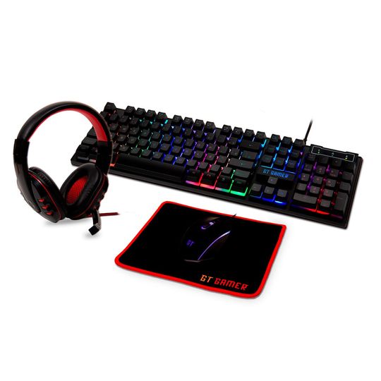 Kit Gamer 4 em 1 com Headset, Mouse, Mousepad e Teclado | GT Gamer Goldentec