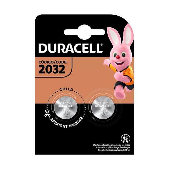 Pilha Moeda de Lítio Duracell CR2032, 3 volts, BT 2 Unidades