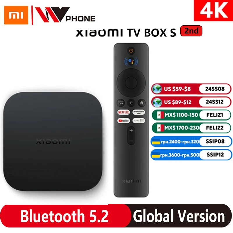 Xiaomi Mi TV Box S 2. ª Geração 4K Ultra-HD Quad-core Processador Dolby Vision HDR10 + Assistente Google