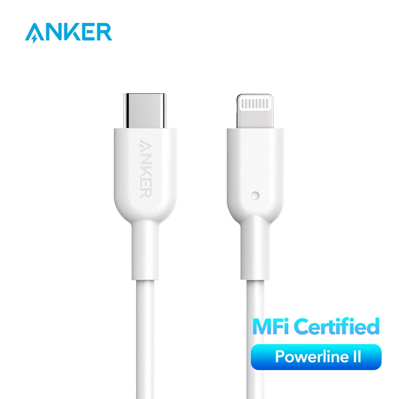 Anker-USB carregador de cabo tipo C para relâmpago, MFi certificado, carregamento rápido, linha de dados, Powerline II para iPhone 13