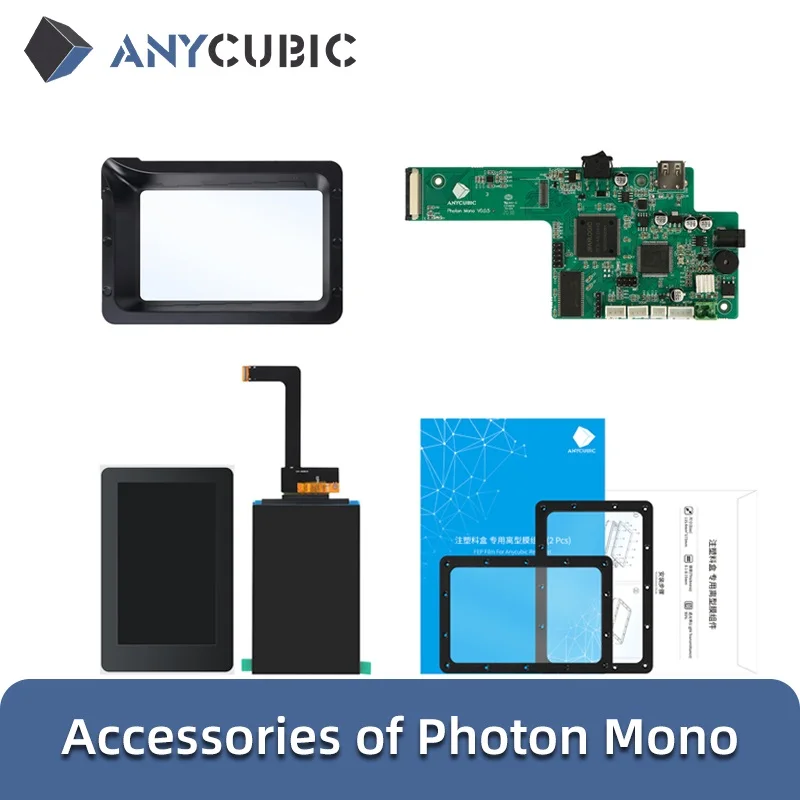 ANYCUBIC-Photon Mono Acessórios, Resina UV Tanque de cuva, 2K Monocromático Tela LCD, Mainboard, FEP Film
