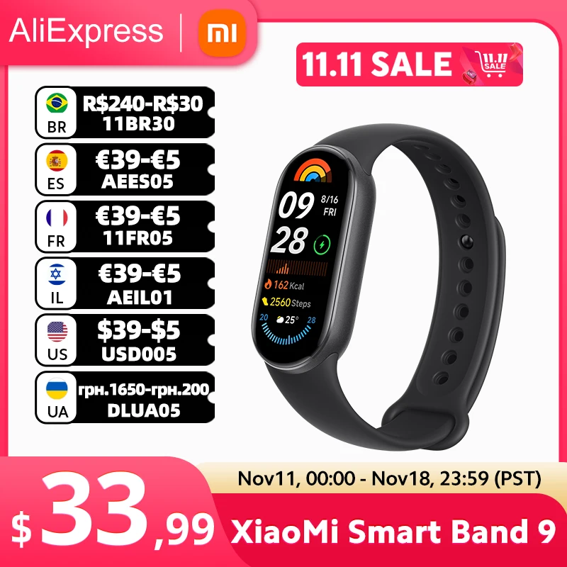 Xiaomi-Smart Band 9, Versão Global, 1.62 