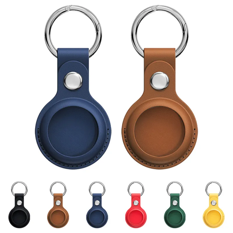 Para apple airtags caso chaveiro de couro de proteção para airtag rastreador localizador dispositivo anti-lost para airtag air tag caso llavero