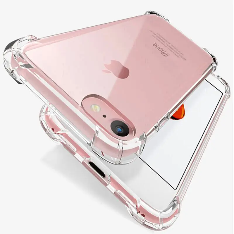 Capa de silicone antichoque para iphone, capa de proteção traseira transparente para 11, 7, 8, 6, 6s plus, x, xr, xs, 12 pro max, se 2020, 5 s