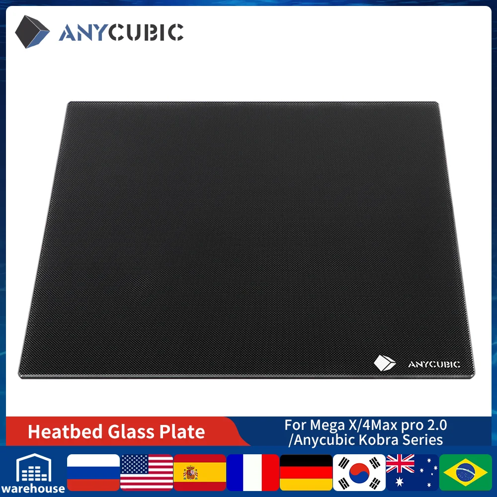 Anycúbico peças de impressora 3d plataforma de impressora 3d placa de vidro heatbed para mega xobra plus 4max pro 2.0 kobra max impresora 3d