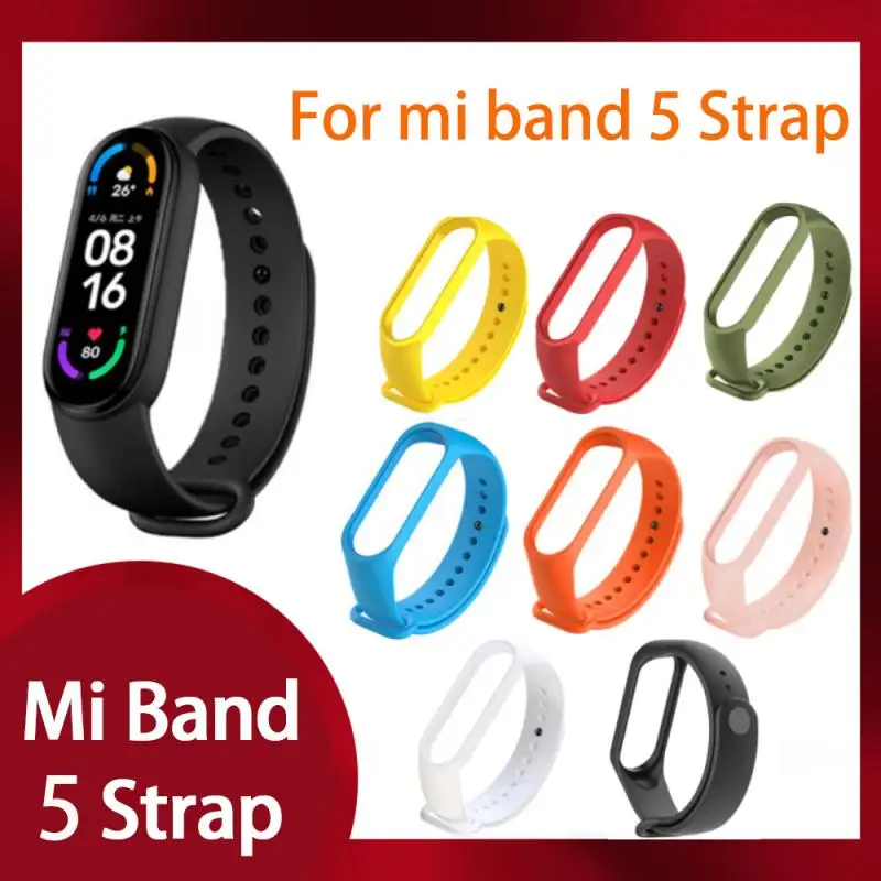 Correia para Xiaomi Mi Band 5, Silicone Pulseira, Substituição Pulseira, Cor do pulso, TPU