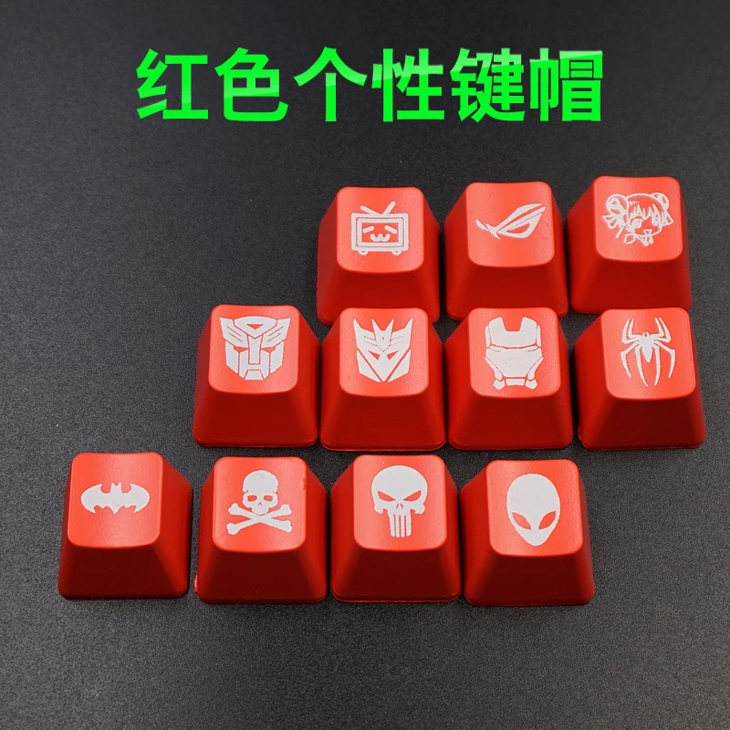 Teclado mecânico personalidade backlight keycap vermelho para transformadores bat aranha homem de ferro alienígena punisher crânio bilibili rog menina