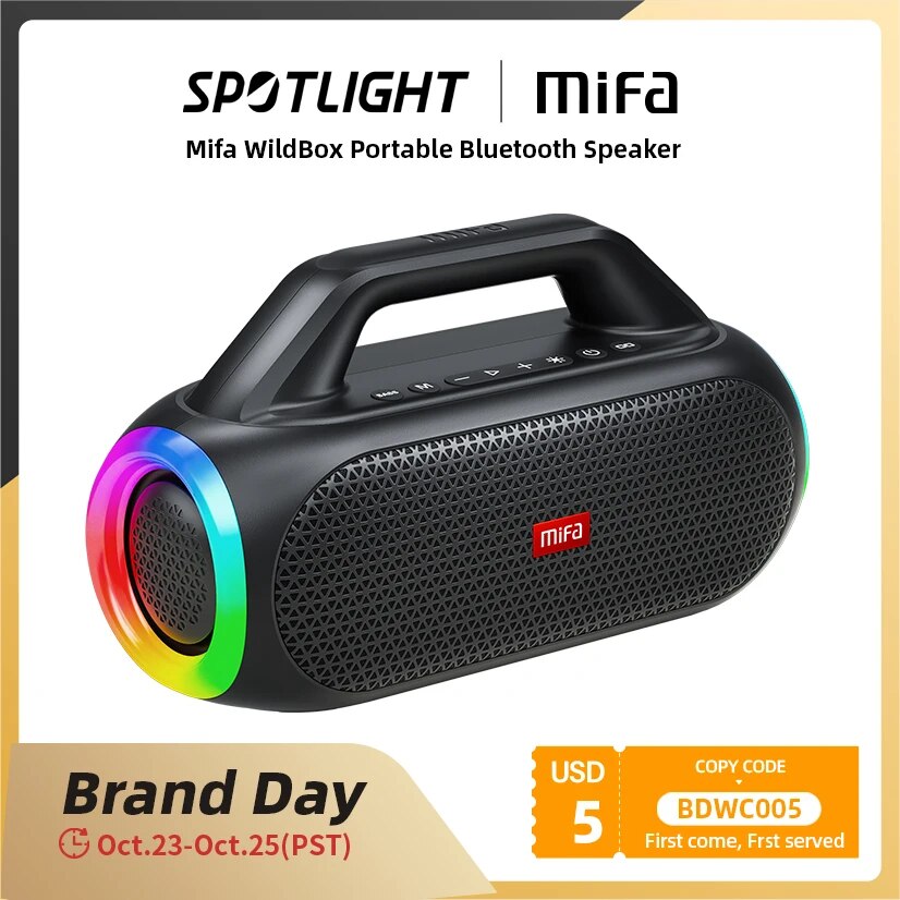 Mifa wildbox alto-falante bluetooth 60w bluetooth 5.3 alto falantes sem fio com tecnologia bassup ipx7 à prova dwaterproof água de acampamento alto-falante