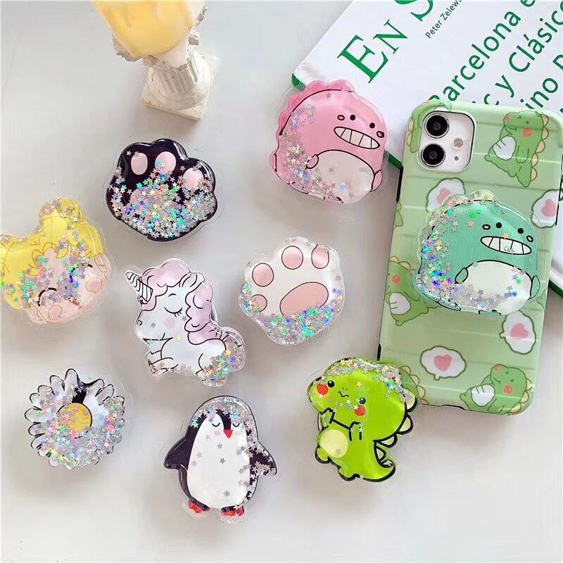 Bonito Animal Glitter Phone Grip Stand Holder, Dedo Universal Dicas Suporte, iPhone, Samsung, Huawei, Xiaomi