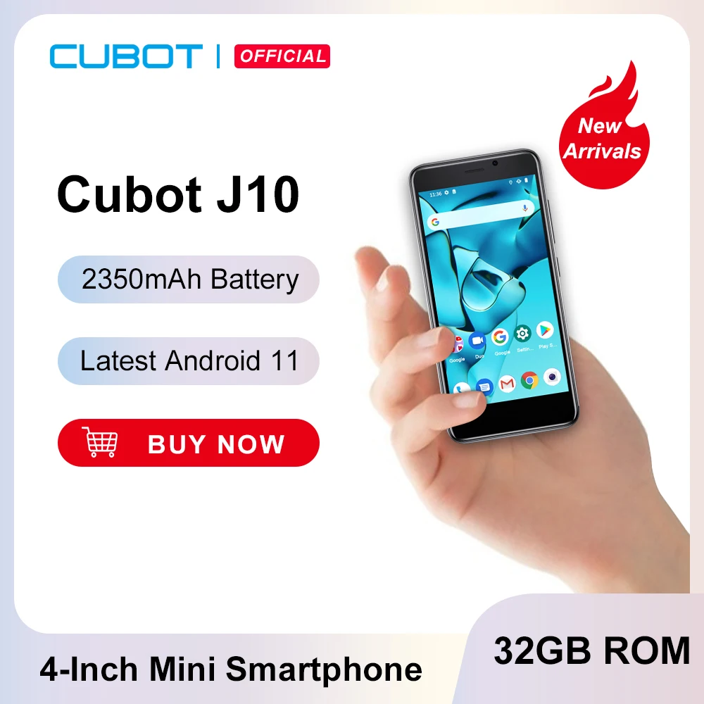 Cubot J10, smartphone, Android 11, tela de 4 polegadas, telefones celulares MINI, 32 GB de ROM, Dual SIM 3G, identificação facial, bateria de 2350mAh, câmera traseira de 5 MP, celular barato com frete grátis