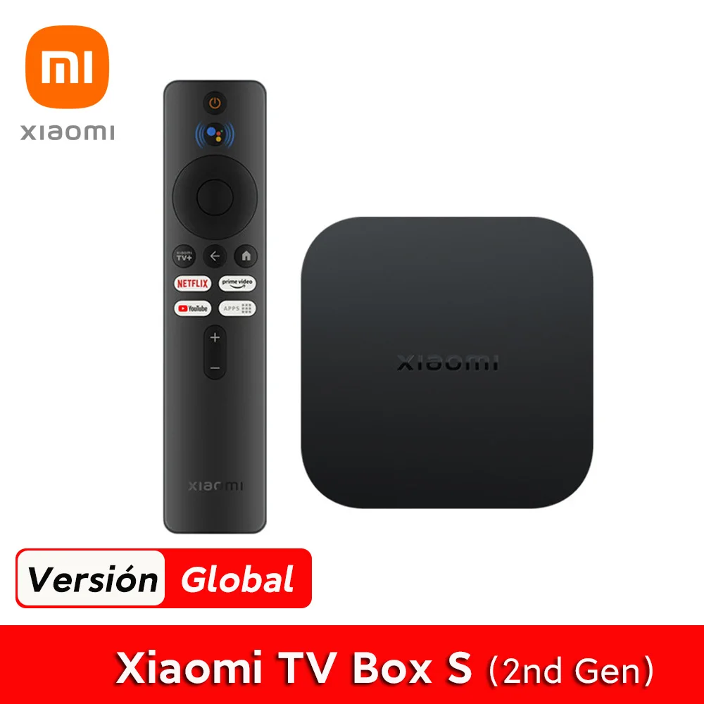 Xiaomi-TV Box S 2ª Geração, 4K Ultra HD, Streaming Media Player, HDR, 2GB, 8GB, Wi-Fi, Smart TV Box, Compatível com Netflix, Versão Global