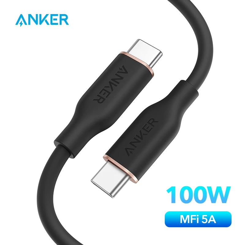 Cabo Anker-Powerline III Flow USB Tipo C, 100W, Carregamento Rápido, USB 2.0, iPhone 15, 15 Pro, 14 Pro, Samsung Galaxy