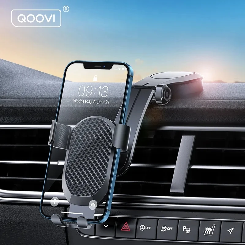 QOOVI Suporte Do Telefone Do Carro Suporte Do Telefone Celular Smartphone Mount Gravity Sem Suporte Magnético Para iPhone 14 13 12 X Xiaomi Samsung Huawei