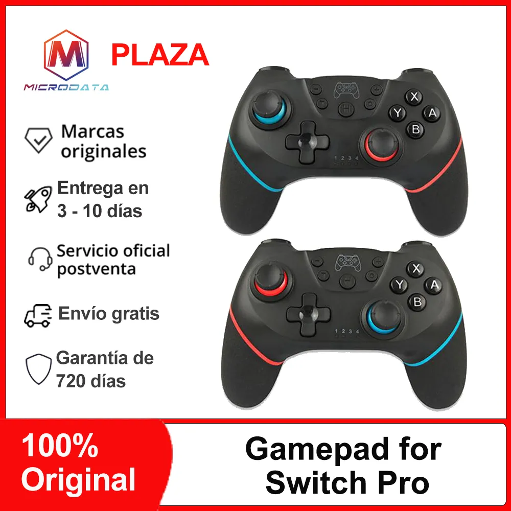 Microdata bluetooth gamepad para nintendo switch pro, com manche de jogo do punho de 6 eixos, função de vibração do motor duplo do controlador