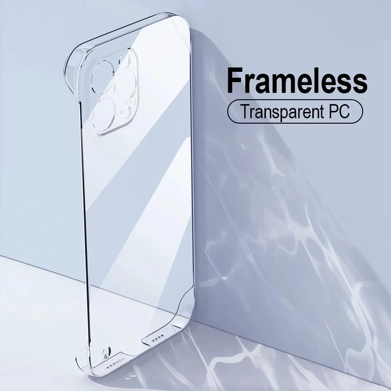 Capa rígida clara sem moldura para iPhone, capa transparente fina, capa à prova de choque para iPhone 16, 15, 13, 12, 11, 14 Pro Max, Mini, XR, SE, 7, 8 Plus