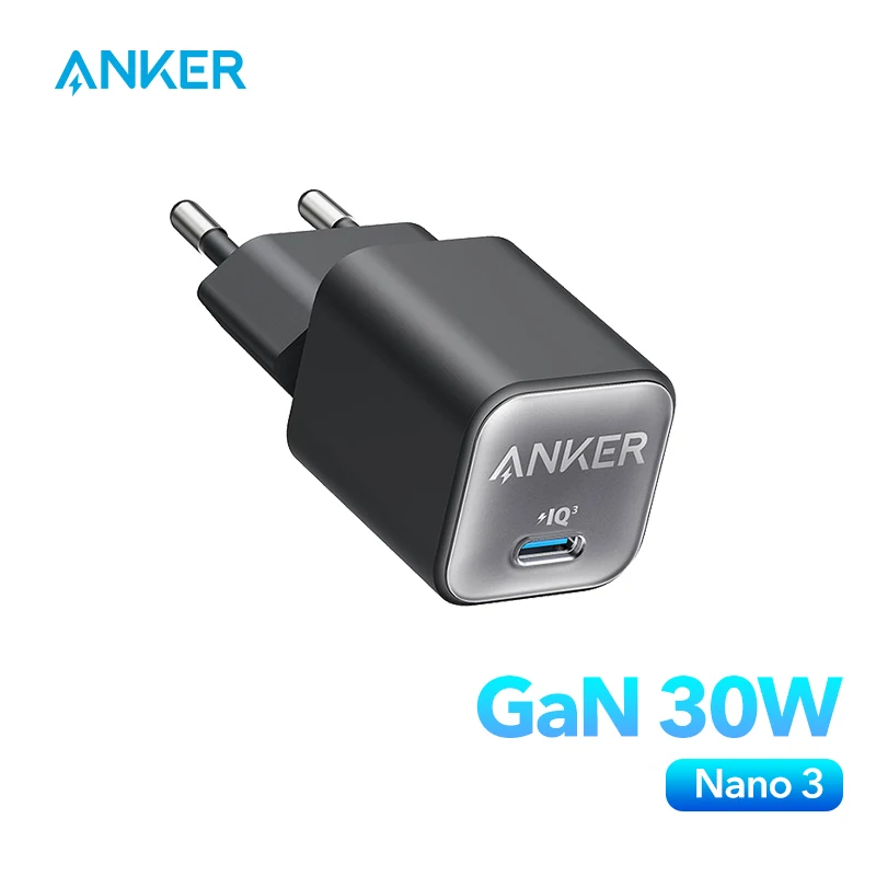 Anker-USB C Carregador Portátil, 30W, 511, Nano 3, Carregador Rápido para iPhone 15, 15 Pro, Carregador para iPhone Galaxy