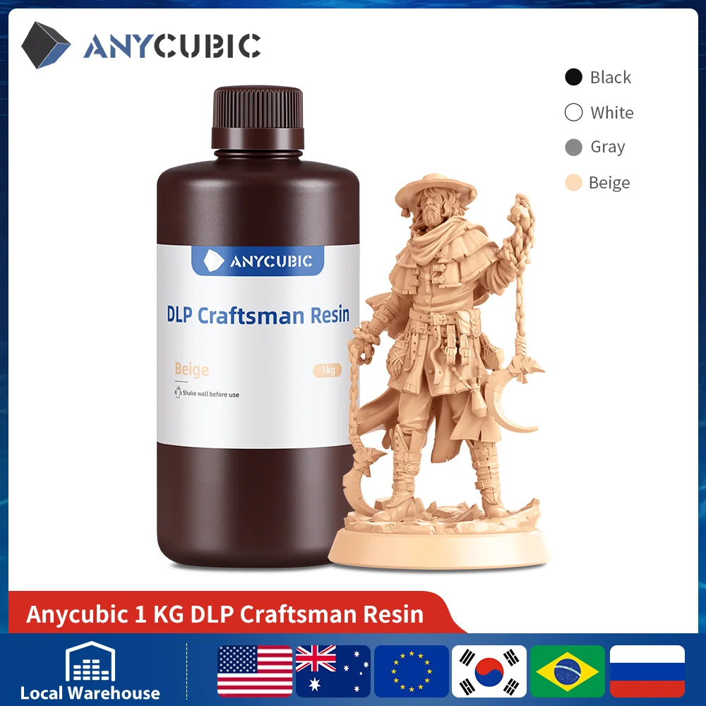 Anycúbico dlp craftsman resina mais suave e requintado longa vida útil material de impressão 3d para dlp impressora 3d fóton ultra