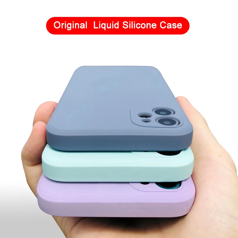 Capa de Silicone Líquido para iPhone, 11, 12, 13, Pro, Mini, XR, X, XS, MAX, 6, 6S, 7, 8, Plus, SE, 2020, Original, Moda