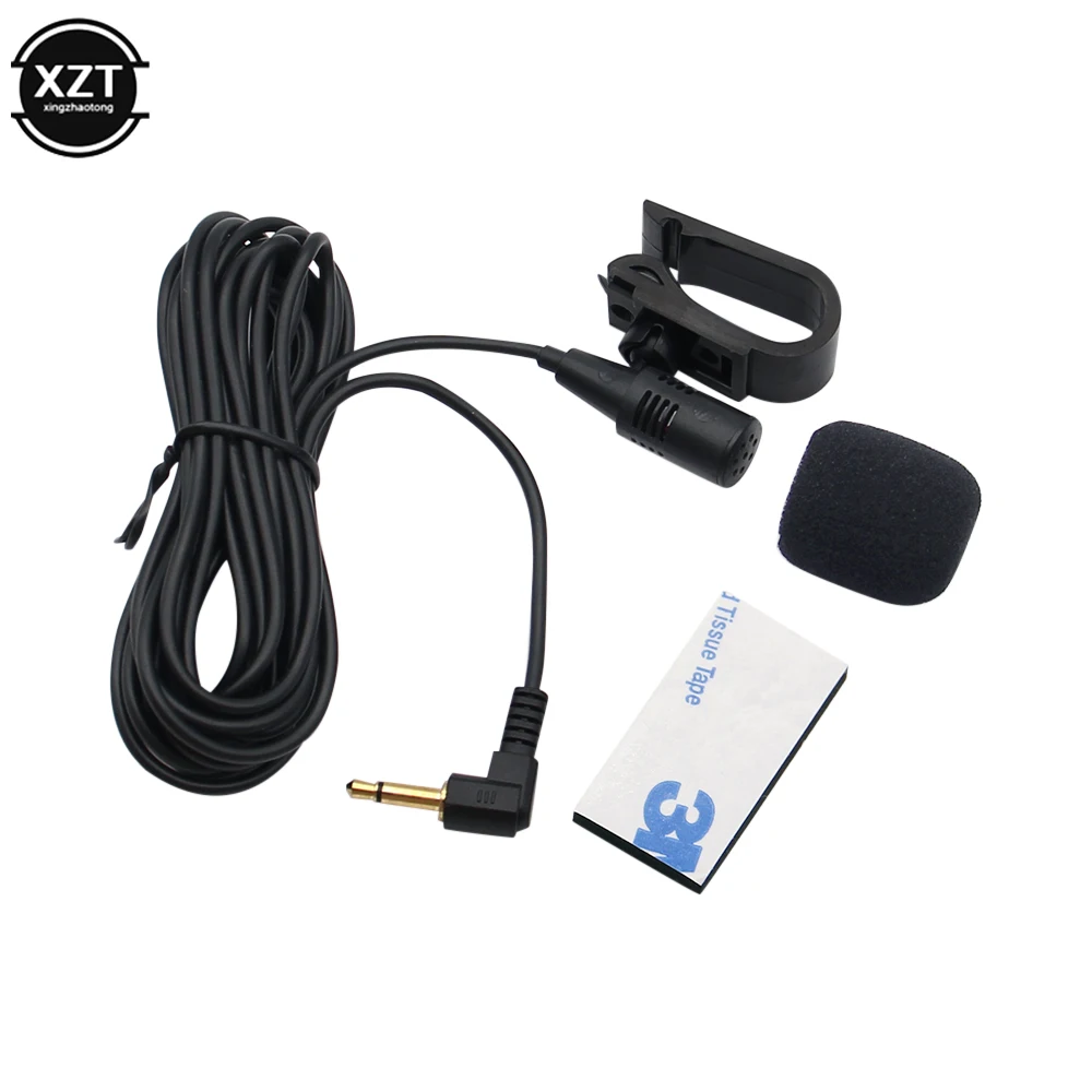 Mini microfone de áudio do carro 3.5mm clipe jack plug microfone estéreo profissionais com fio microfone externo para rádio dvd automático 3m longo