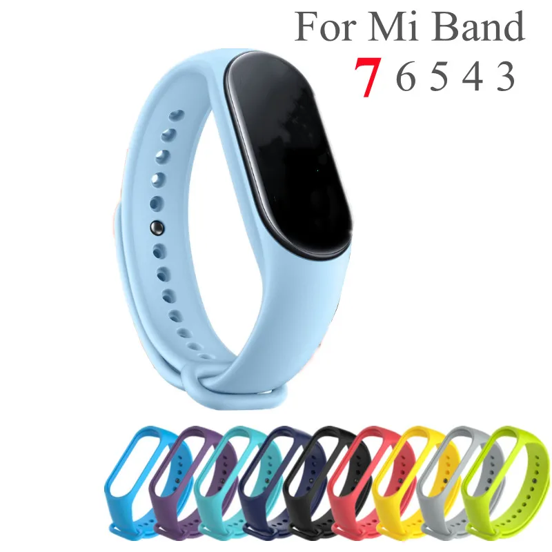 Pulseira de silicone para Xiaomi Mi Band, pulseira para Mi Band 7, 6, 5, 4, 3, relógio esportivo