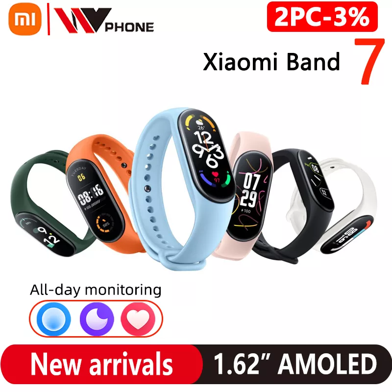 Xiaomi-Mi Band 7 Pulseira Inteligente, 6 Cores, AMOLED, 1,62 