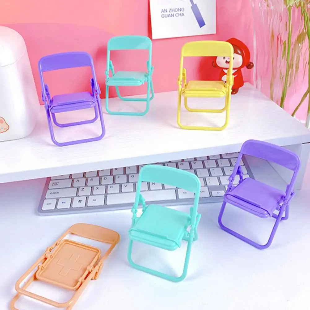 Mini cadeira forma suporte do telefone móvel portátil bonito colorido ajustável dobrável tamborete preguiçoso suporte de mesa do telefone para o telefone celular
