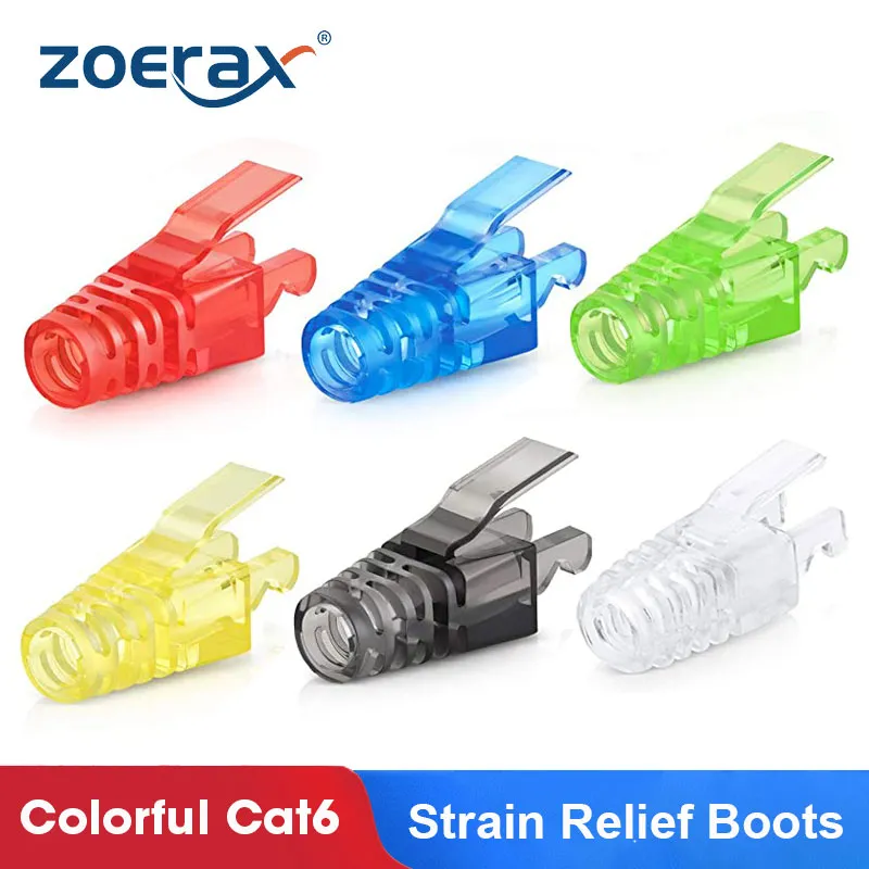 Zoerax colorido rj45 cat6 botas de alívio de tensão conector para o padrão cabo ethernet cat6 conector do cabo lan tampa da bota