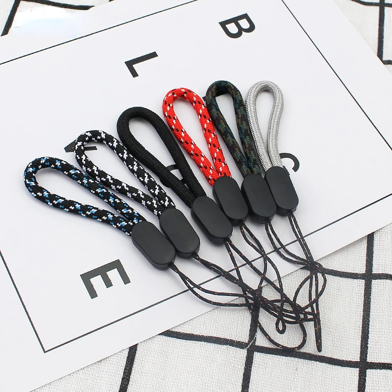 Textura Mão Wrist String Short Grip Lanyard Correia do telefone móvel para USB Flash Drive Keychain ID Badge Holder DIY Hang Rope