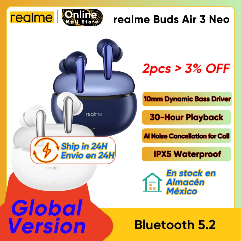 Fone de ouvido sem fio realme Buds Air 3 Neo