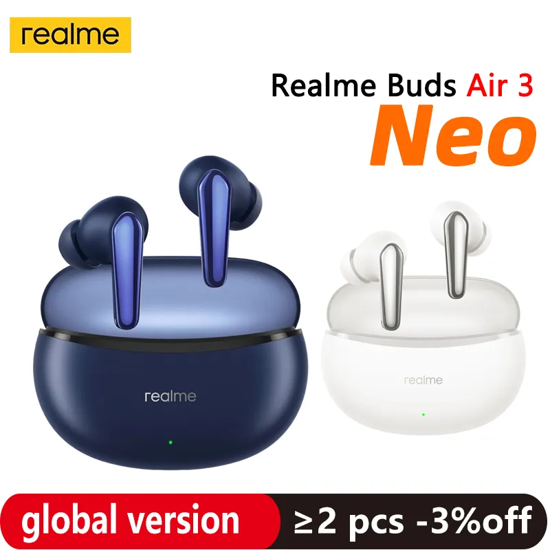 Realme buds air 3 neo fone de ouvido 30 horas de duração da bateria ai enc cancelamento de ruído de chamada 88ms ultra-baixa latência ipx5 à prova d' água