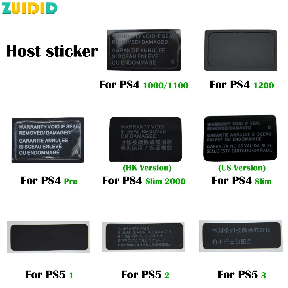 Zuidid 1 peça para ps5 ps4 slim console etiqueta adesivo habitação escudo adesivo etiqueta selos para ps4 1000 1100 1200 2000 pro console