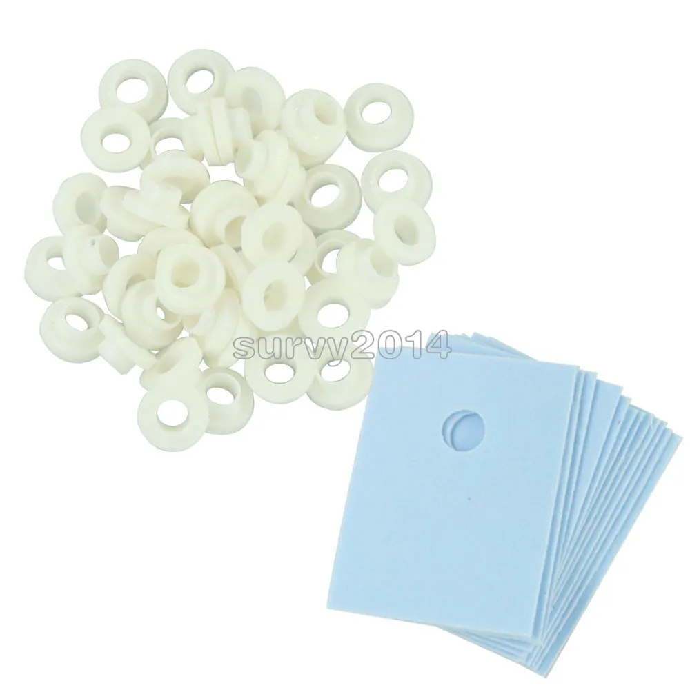 Isolamento plástico Washer, Isolado Silicone Pad Folha Strip, TO-220 Transistor, 100Pcs