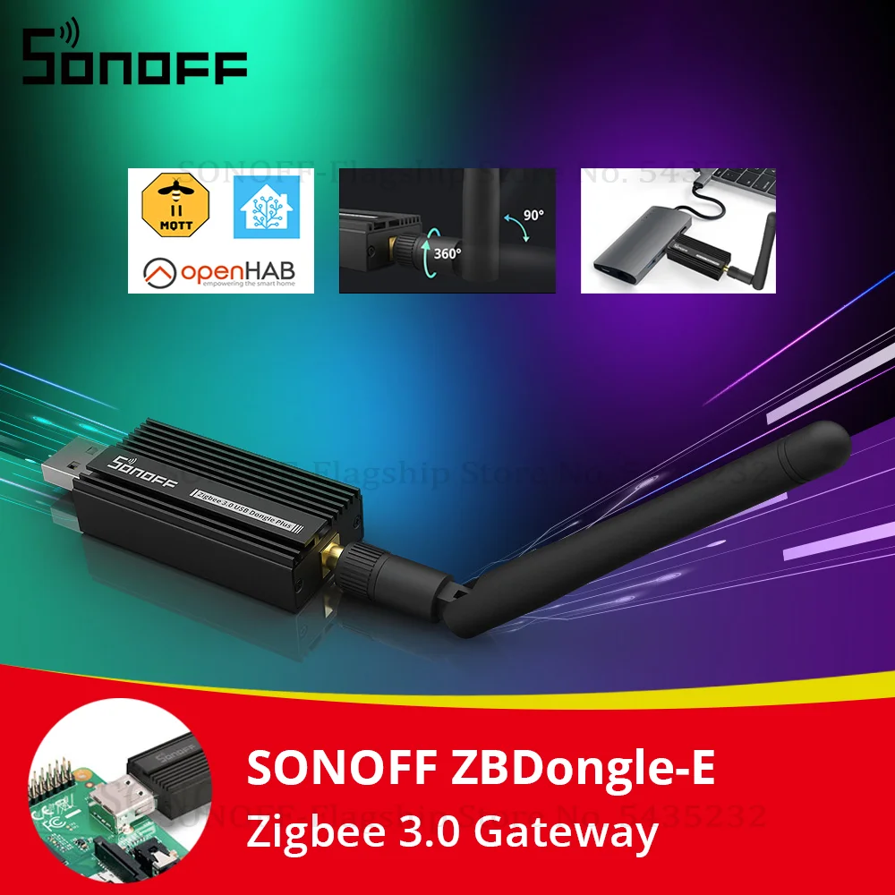 SONOFF-ZB Dongle-E Dongle USB, Zigbee 3.0, Analisador de Gateway, Roteador Sem Fio com Antena, ZHA, Captura de Interface Zigbee2MQTT