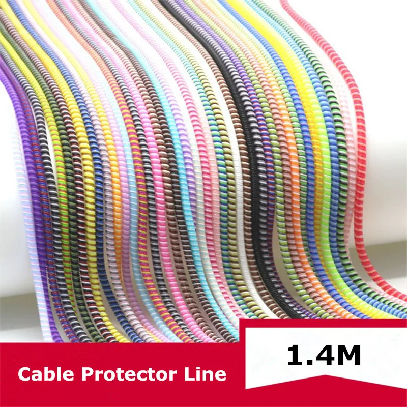1.4m colorido espiral carregador cabo protetor universal envoltório linha de dados decoração enrolador para iphone samsung huawei xiaomi