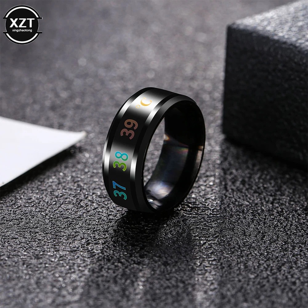 Novo anel de temperatura titanium aço emoção sentimento inteligente temperatura sensível anéis para mulher masculino jóias à prova dwaterproof água