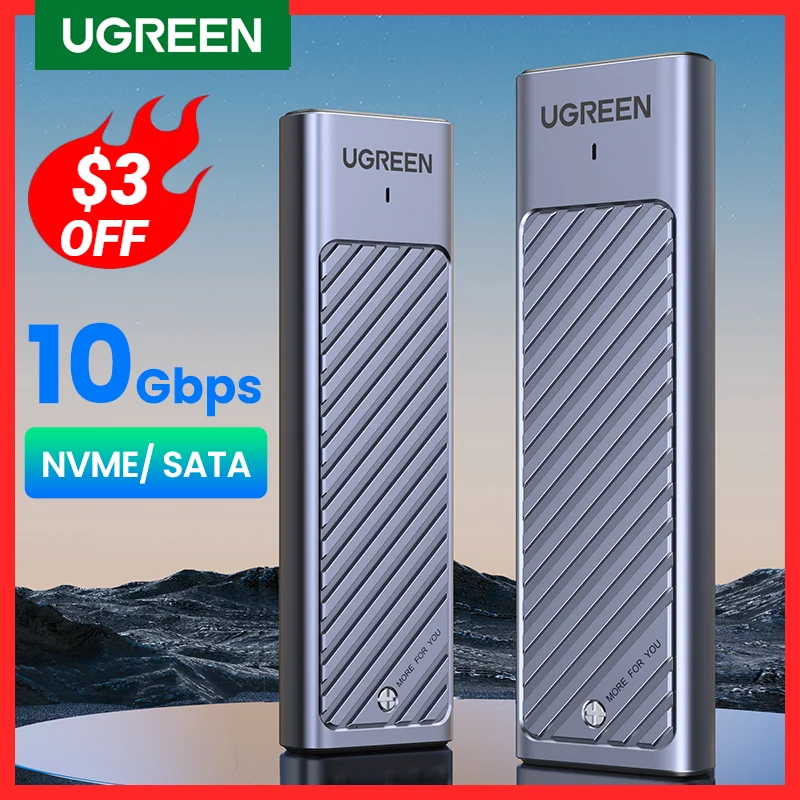 Ugreen m2 ssd caso m.2 nvme ssd ssd gabinete adaptador 10gbps usb 3.2 gen2 usb c externo gabinete suporta m e b & m chaves