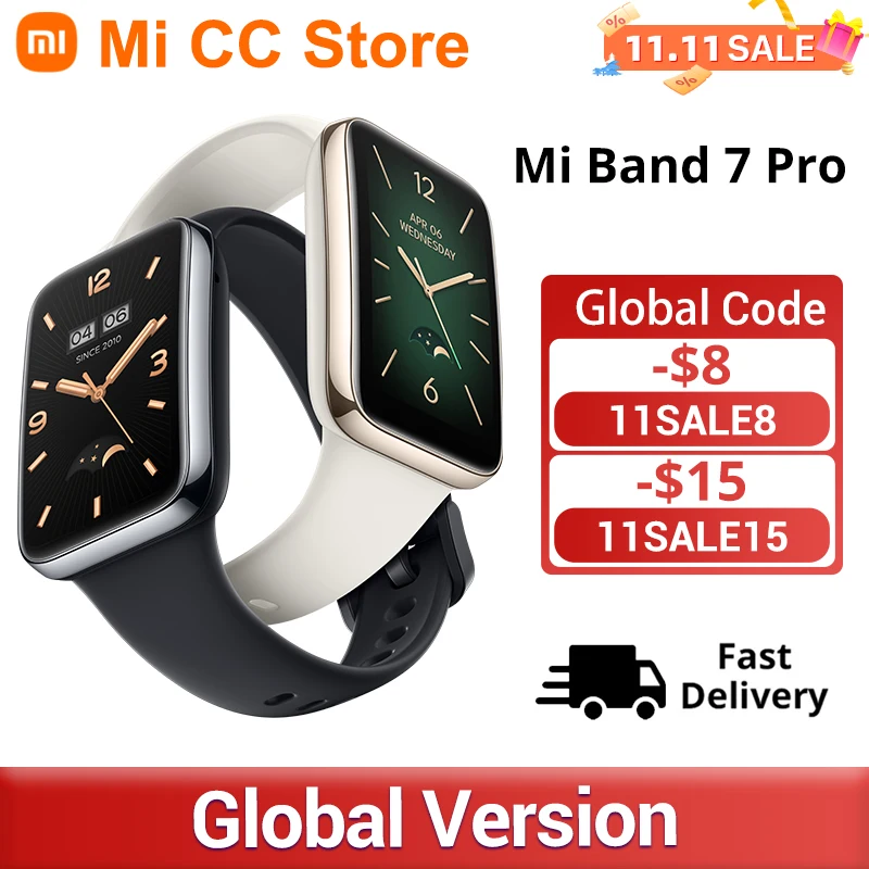 Xiaomi-Band 7 Pro Smart Band, Versão Global, AMOLED, Tela Curva, GPS, Oxigênio no Sangue, Bateria 12Day, 1.64 