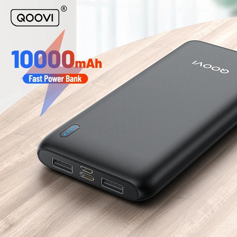 Qoovi-Carregador portátil ultra-fino do banco de poder, bateria externa para o iphone 13, Xiaomi, Samsung, Huawei, 10000 mAh