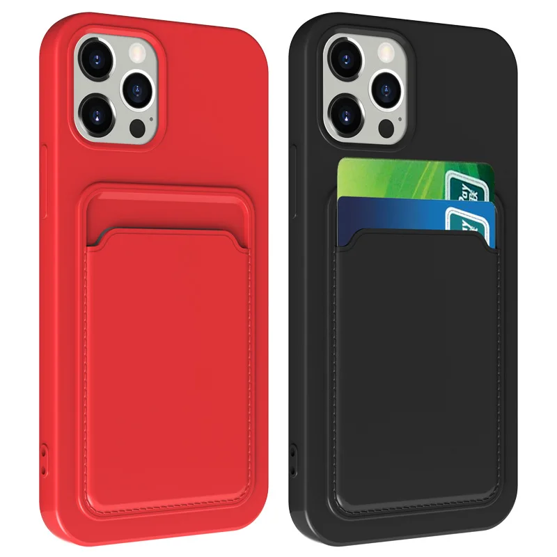 Titular do saco de cartão macio silicone caso do telefone para o iphone 11 13 12 pro max mini xs xr x 6s 6 8 7 plus se à prova de choque doces carteira capa