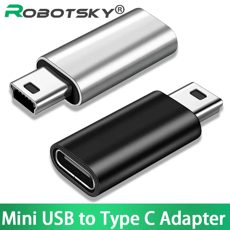 Mini usb para tipo c adaptador 5 pinos macho mini usb para fêmea usb tipo c conector de transferência de dados para gopro mp3 câmera pc conventer