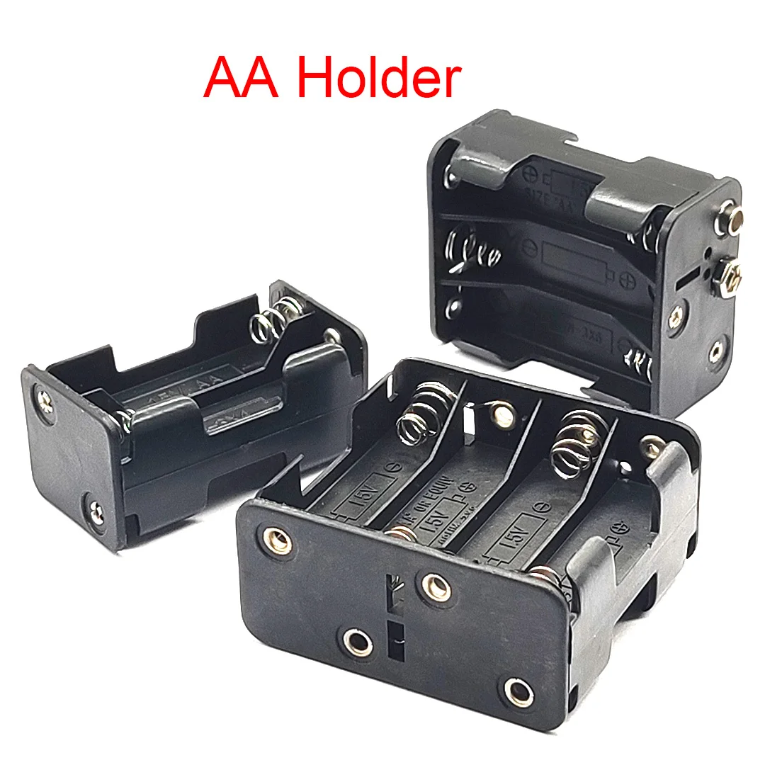Caixa do suporte da bateria AA com fivela, conexão da série da caixa da bateria AA, DIY, 9V, 2, 4, 6, 8 entalhes