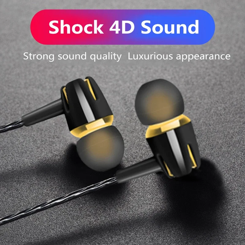 Subwoofer com fio fone de ouvido com microfone galvaniza baixo estéreo fones handsfree para android gaming portátil