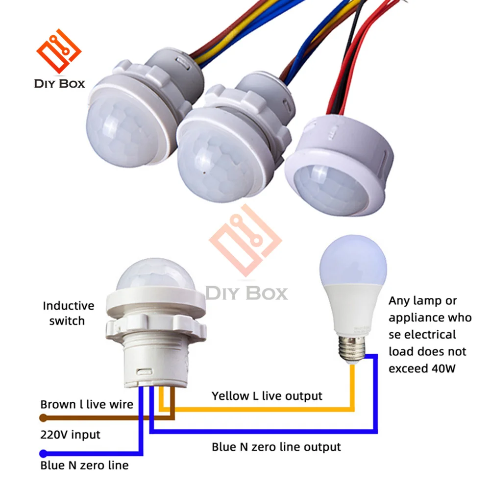 AC110-240V DC12-24V sensor automático interruptor de luz led pir sensor de movimento infravermelho detecção luz noturna interior ao ar livre