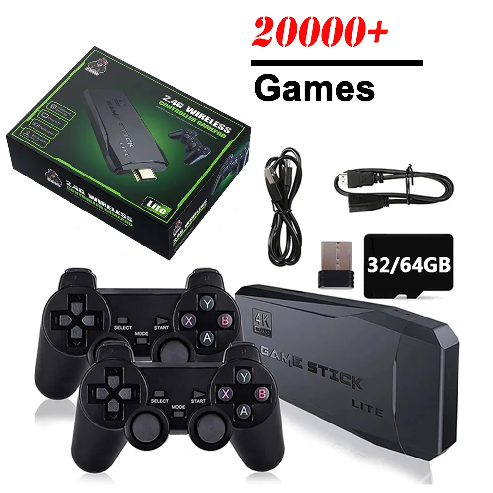 4k console de jogos de vídeo controlador sem fio gamepad embutido 10000 jogos 64g jogador de jogo handheld retro para ps1/fc/gba jogo vara