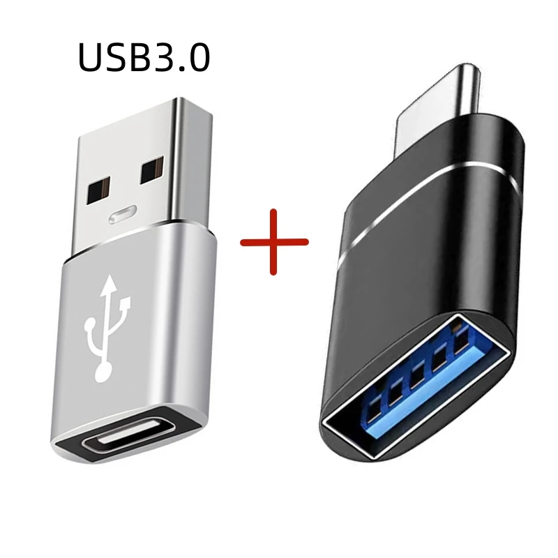 USB 3.0 para Tipo C OTG Adaptador, Carregador Conector, Macho para Tipo-C Adaptador, Conversor para PC, MacBook, Carro, iPad, 2pcs