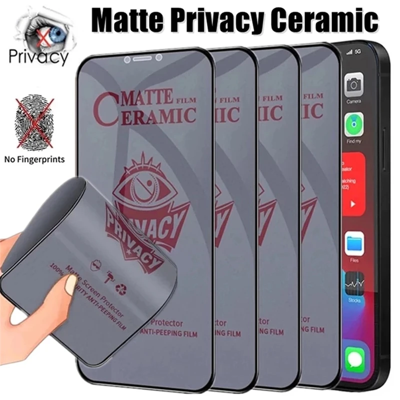 Protetor de Tela Cerâmica Matte, Filme Anti-espião para iPhone 11, 12, 13, 15 Pro, XS Max, 14 Pro Max, 7, 8, 14 Plus, 1-4 Unidades