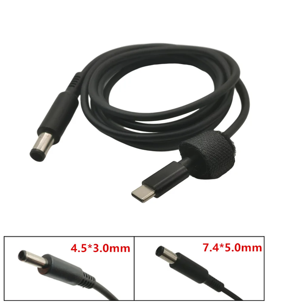 USB tipo C macho para DC cabo adaptador de alimentação, PD carregamento plug, Dell Laptop, 65W, DC, 7.4x5.0mm, 4.5x3.0mm, 1.5m