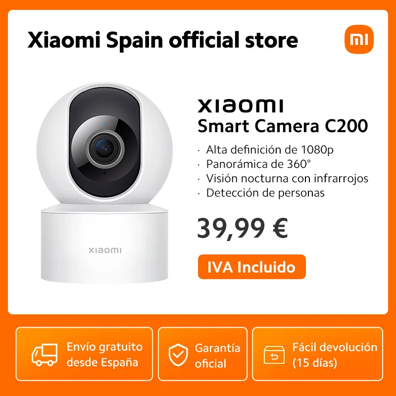 Xiaomi C200 Câmera CCTV Inteligente, Oficial, 1080p, Dispositivo, CCTV com Proteção, WiFi, IPTV, 360 ° Visível