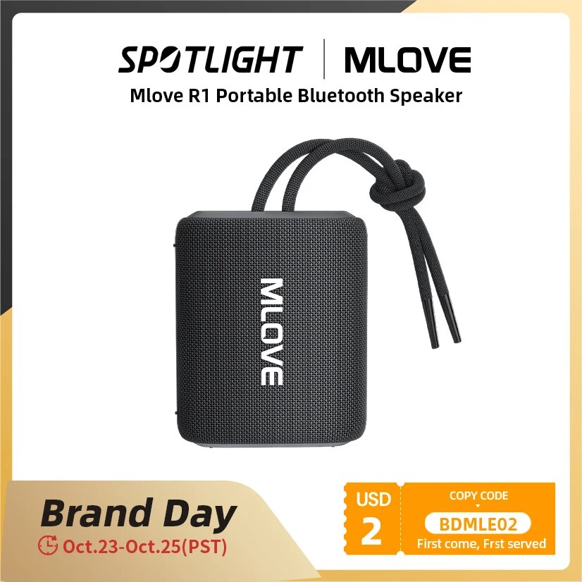 MLOVE-Alto-falante Bluetooth portátil ao ar livre, alto-falante impermeável IPX7, suporta modo de som estéreo TWS, caminhadas, reprodução 24h, MLOVE, R1